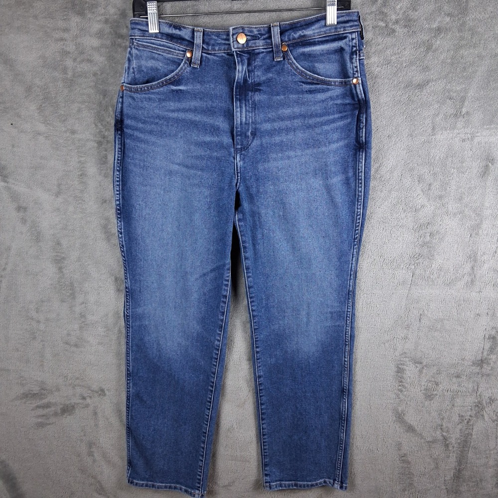 Wrangler 603 Wild West Womens 28 High Rise Straihgt Medium Blue Wash Stretch